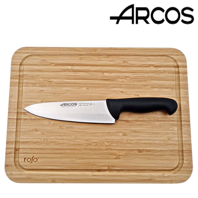 מארז חריטה סכין שף וקרש חיתוך גדול עם הקדשה ARCOS